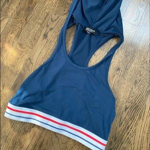 Red white navy blue crop top